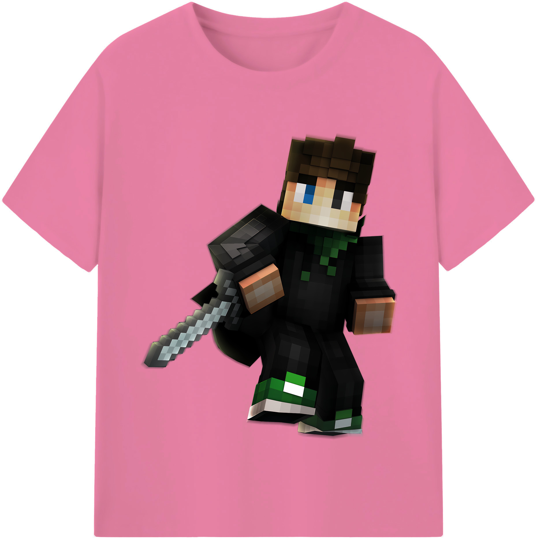 （画像用） マインクラフト ブロックの世界 Minecraft MC Block world 綿100％半袖Tシャツ（フロントプリント）
